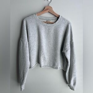 PGD Gray Crop Crew Neck Sweater